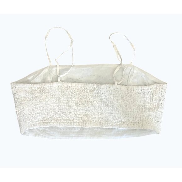 Joie White Eyelet Crop Top & Skirt Set Size L 100% Linen Sleeveless Boho Chic - Picture 11 of 13